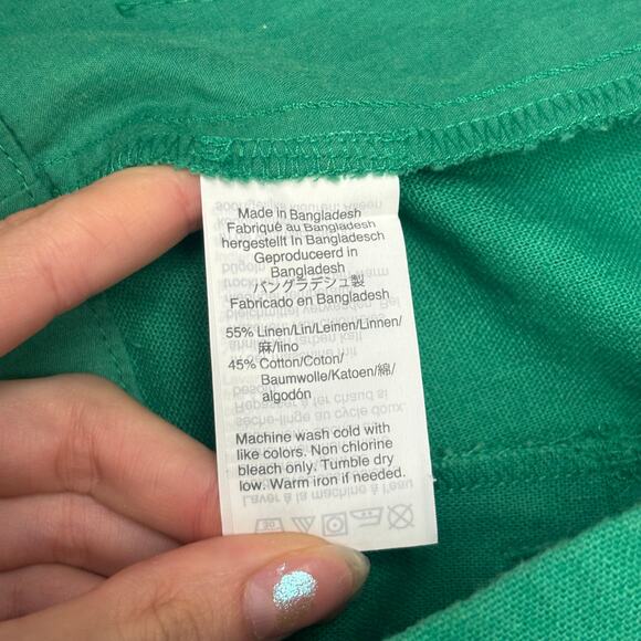 NWT J Crew Factory Green Womens 10 Scalloped Linen Blend Mid Rise Vacation Short - Picture 5 of 12